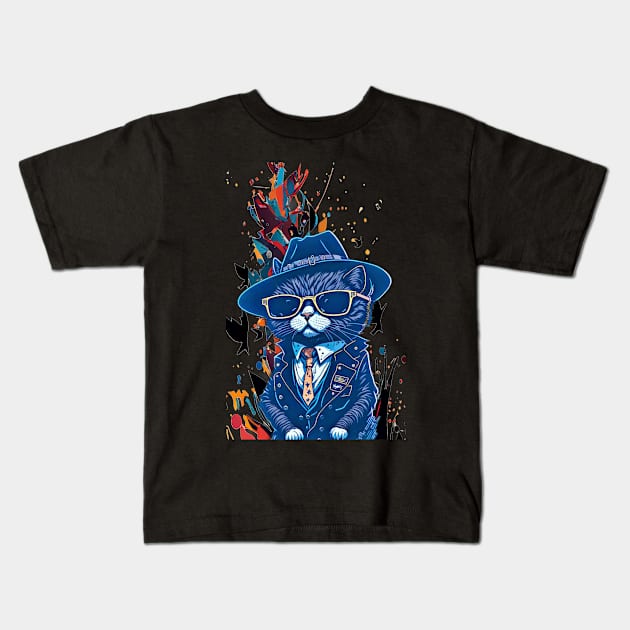 big boss cat Kids T-Shirt by Fadedstar